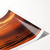 Rolled print of serene seascape artwork showcasing vibrant ocean blues and soft sandy hues, ideal for coastal decor, presented in a protective tube.