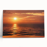 Stretched canvas artwork showcasing a serene seascape design, featuring soft blue and green hues, elegantly leaning against a wall, perfect for coastal-themed decor.