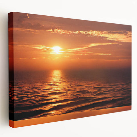 Stretched canvas wall art showcasing a vibrant seascape design with rich blues and greens, perfect for enhancing coastal-themed interiors.