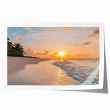 Rolled print showcasing a serene seascape design with calming blues and greens, perfect for coastal-themed decor, packaged securely in a protective tube.