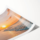 Rolled print of a serene seascape design featuring calming blue and green hues, ideal for home decor, showcasing waves and a tranquil sky, perfect for coastal themes.