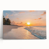 Stretched canvas wall art showcasing a serene seascape design with soothing blue hues and gentle waves, perfect for coastal-themed decor. Ideal for home or office settings, adding tranquility and style to any space.