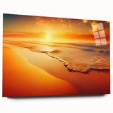 Acrylic glass wall art collection showcasing vibrant seascape designs, displayed in a side view without pins, highlighting the artwork's vivid colors and details. Perfect for enhancing home decor with ocean-inspired elements.