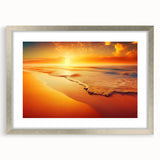 Framed silver wall art showcasing a vibrant seascape landscape design, featuring ocean hues and abstract elements, perfect for modern home decor.