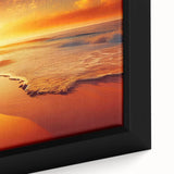 Framed canvas artwork showcasing a vibrant seascape design with rich blues and greens, perfect for home decor, emphasizing tranquility and nature's beauty.