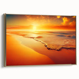 Framed canvas wall art collection featuring seascapes and landscapes with gold accents, showcasing vibrant colors and intricate details, ideal for home decor.