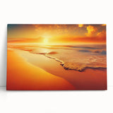 Stretched canvas wall art featuring a serene seascape design, showcasing vibrant blues and soft whites, perfect for enhancing coastal-themed decor.