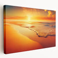 Stretched canvas wall art showcasing a vibrant seascape design, featuring dynamic waves and a colorful sunset, ideal for coastal home decor and art enthusiasts.