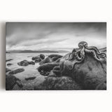 Stretched canvas wall art showcasing a vibrant seascape design with calming blue hues and gentle waves, ideal for coastal decor and enhancing living spaces.