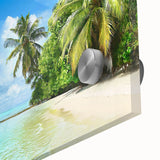 Close-up of a stunning acrylic glass wall art piece showcasing vibrant seascape design with intricate details and colors, perfect for enhancing modern interiors.