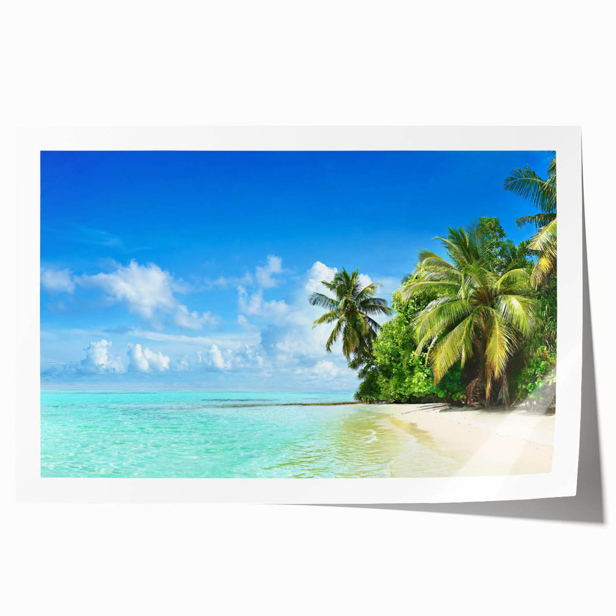 Abstract landscape wall art print showcasing vibrant seascapes in blue and green hues, rolled for easy shipping and display, ideal for modern home decor.