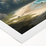 Vibrant rolled canvas wall art featuring a stunning seascape design with deep blue ocean waves and a serene sky, perfect for coastal decor enthusiasts.