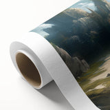 Rolled canvas wall art featuring a vibrant seascape design with rich blues and greens, showcasing waves and coastal scenery, ideal for home decor.