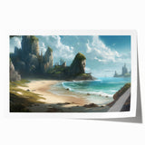 Rolled print showcasing a vibrant seascape design with calming blues and greens, ideal for home decor. Perfect for coastal-themed interiors and art enthusiasts.