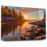 Acrylic glass wall art collection showcasing a vibrant seascape design, displayed in a stylish side view with pins for easy mounting, perfect for coastal decor enthusiasts.