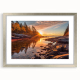 Framed silver wall art featuring a serene seascape design, showcasing soft blue and gray tones with a mat for added elegance, ideal for coastal-themed decor.