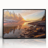 Framed acrylic wall art featuring a serene seascape design with vibrant blues and greens, ideal for adding a calming touch to home decor.