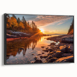 Framed canvas wall art featuring a serene seascape design with vibrant blue and green hues, showcasing waves and a tranquil beach scene, perfect for coastal decor.