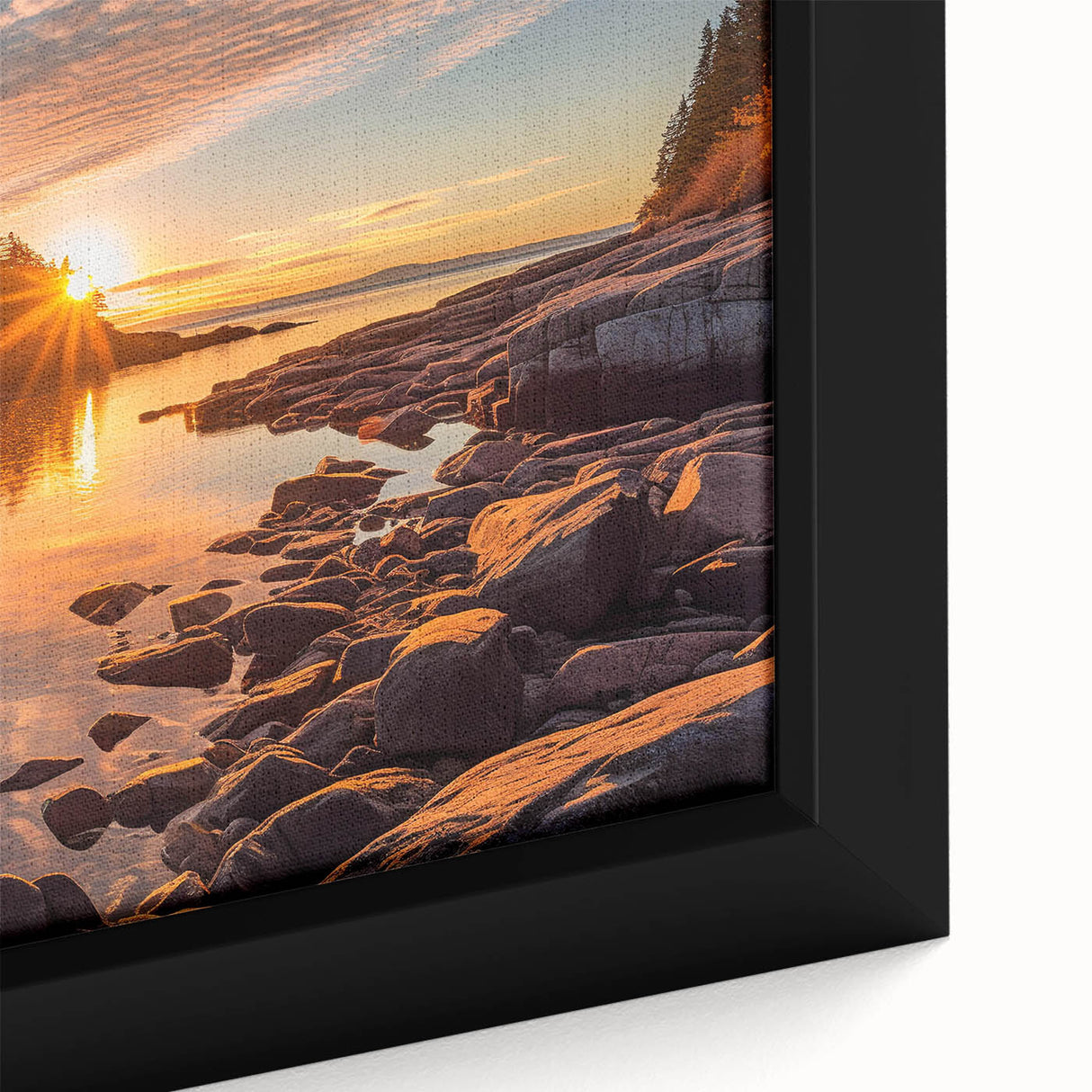 Framed canvas wall art showcasing a serene seascape design with vibrant blue hues and gentle waves, perfect for modern coastal decor. Ideal for enhancing living spaces.