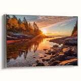 Framed canvas wall art showcasing a serene seascape design with silver accents, ideal for enhancing home decor with a coastal aesthetic, viewed from the side.