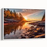 Framed canvas wall art featuring a serene seascape design, showcasing vibrant blues and soft whites, elegantly displayed from a side view on a white background. This piece adds a tranquil coastal vibe to any space, perfect for beach-themed interiors.