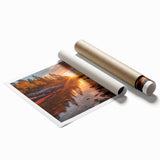 Vibrant rolled print of a seascape landscape design, showcasing calming blue ocean waves and a serene sky, perfect for home decor or art collection.