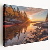 Stretched canvas wall art showcasing a vibrant seascape design with rich blues and greens, elegantly displayed from a side view, perfect for coastal decor.