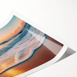 Vibrant rolled canvas print showcasing a serene seascape design with calming blue and green hues, perfect for coastal-themed decor or art enthusiasts.