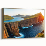 Framed wall art collection featuring a serene seascape design with golden accents, showcasing tranquil ocean waves and a calming color palette, ideal for home decor.