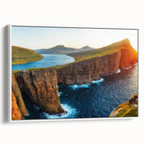 Framed canvas wall art collection showcasing serene seascapes and landscapes in a modern white frame, perfect for home decor with a coastal theme.