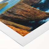 Serene landscape wall art collection showcasing vibrant seascapes in calming blues and greens, printed on rolled canvas for easy framing and display.