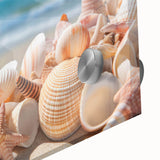 Close-up of a stunning acrylic glass wall art piece showcasing a vibrant seascape design, featuring shades of blue and green, perfect for coastal home decor.