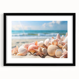 Framed wall art collection featuring a stunning seascape design in a black frame with a white mat, perfect for enhancing modern home decor with coastal elegance.