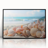 Framed acrylic wall art collection showcasing a serene seascape design, featuring calming blue and white tones, perfect for coastal decor enthusiasts.