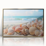 Framed acrylic wall art showcasing a vibrant seascape design with a gold border, perfect for modern home decor. Ideal for enhancing living spaces with coastal aesthetics.