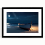 Framed wall art collection showcasing a seascape design in vibrant blues and greens, with a sleek black frame and mat, perfect for modern home decor.