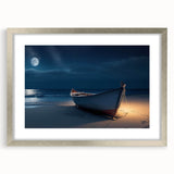 Framed wall art collection showcasing a serene seascape design with soft blue and white tones, housed in a sleek silver frame with a mat, perfect for coastal decor.
