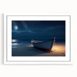 Framed wall art collection showcasing a serene seascape design with a white mat and sleek frame, perfect for enhancing coastal-themed interiors.