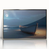 Framed acrylic wall art showcasing a serene seascape design with silver accents, perfect for modern home decor. Ideal for enhancing living spaces with coastal vibes.