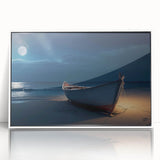 Framed acrylic wall art depicting a serene seascape with soft blue and green hues, showcasing gentle waves and a tranquil sky, perfect for coastal decor.