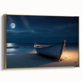 Framed canvas wall art featuring a serene seascape design with golden accents, showcasing a coastal sunset scene, perfect for enhancing home decor.