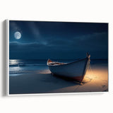 Framed canvas wall art depicting a serene seascape, showcasing soft blue waves and a tranquil sky, elegantly displayed in a white frame from the Landscapes Seascapes collection.