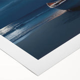 Rolled canvas artwork showcasing a vibrant seascape design with rich blue tones and textured brushstrokes, perfect for enhancing coastal-themed interiors.