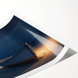 Abstract ocean landscape wall art print showcasing vibrant blues and greens with textured waves, rolled for easy shipping and display in any modern decor.