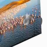 Close-up of a vibrant acrylic glass wall art piece showcasing a serene seascape design, featuring calming blues and whites that evoke tranquility and elegance, perfect for enhancing home decor.