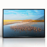 Framed acrylic wall art featuring a serene seascape design with calming blue tones, perfect for coastal decor, showcasing tranquility and elegance.