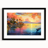 Framed wall art showcasing a scenic seascape design in a black frame with a white mat, perfect for modern home decor. The artwork features tranquil ocean waves and blue hues, ideal for enhancing any living space.