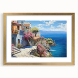 Elegant gold-framed wall art featuring a serene seascape design, showcasing calming ocean waves and soft pastel colors, perfect for home decor enhancement.