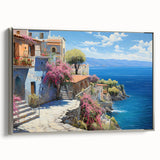 Framed wall art collection showcasing a serene seascape design with silver accents, highlighting calming ocean colors and textures for a tranquil home decor.