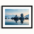 Framed wall art collection featuring serene seascape designs with a black mat, ideal for home decor, emphasizing tranquility and coastal beauty.